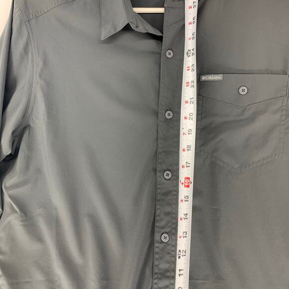 Columbia Solid Dark Gray Long Sleeve Button-Up Shirt Lightweight Size XL - Picture 3 of 15